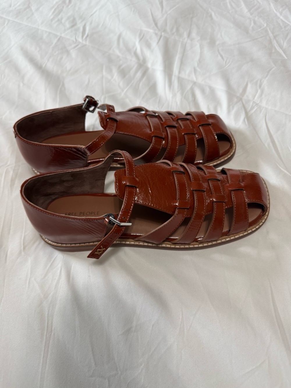 Free People Women’s Chestnut Woven Leather Sandals